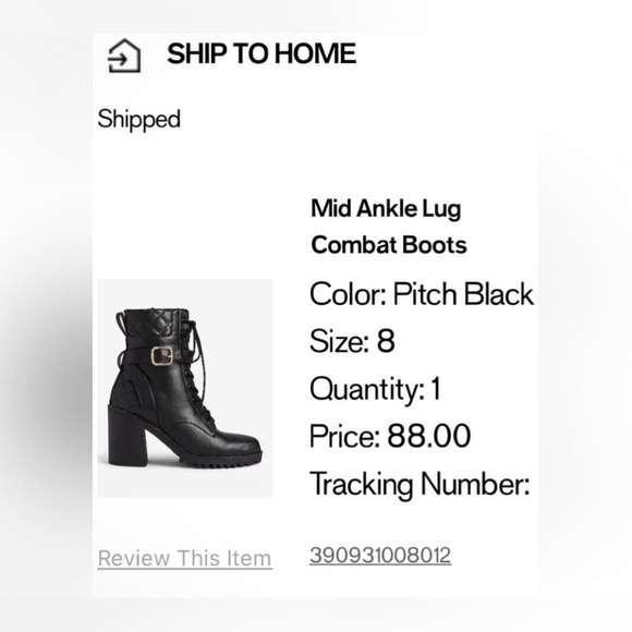 EXPRESS black mid ankle lug combat boot. Lace up & heel NEW pd $106 w/t&s - Picture 10 of 10